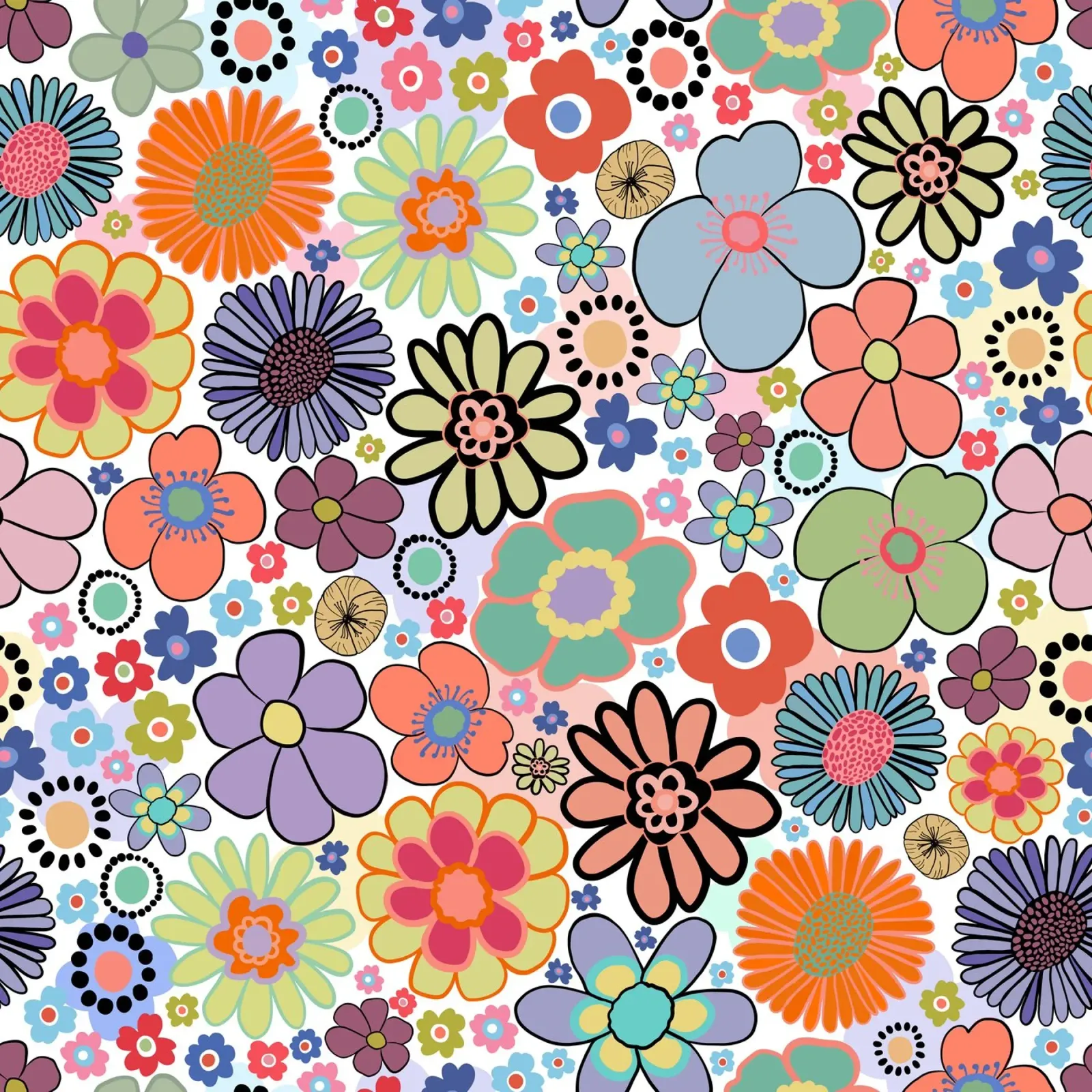Moderno Vintage simpatico motivo di fiori colorati tela con Cornice a cassetta da gulsengunel