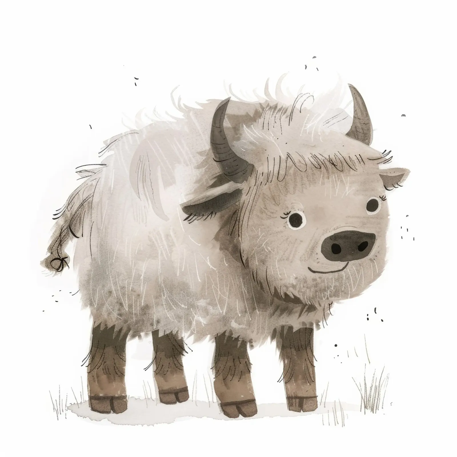 Illustrazione di un giovane yak che sorride carta hahnemühle da DesignDoodle