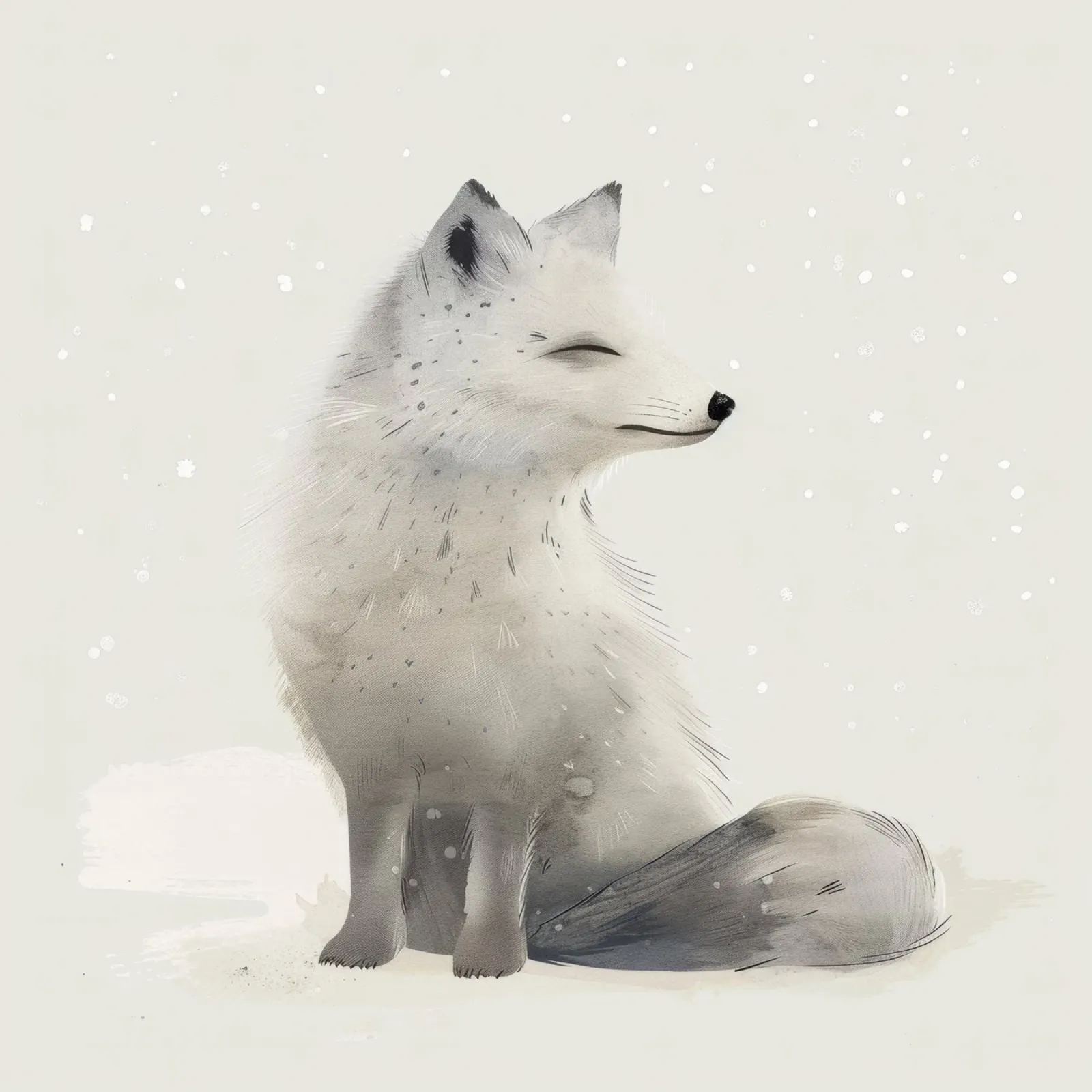 Illustration eines Polarfuchses in winterlicher Umgebung Leinwand von DesignDoodle