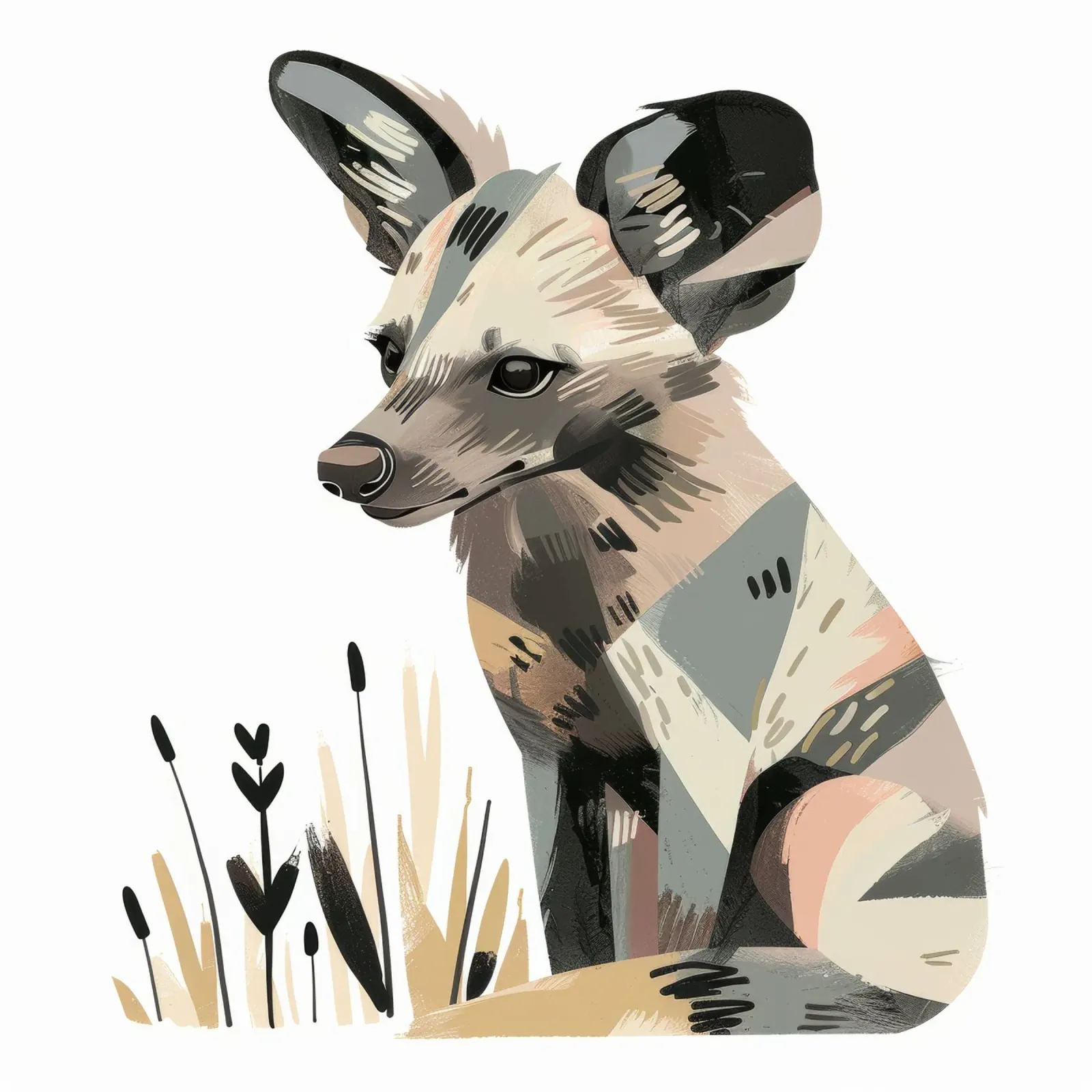 Cane della prateria nell'illustrazione di una prateria poster con telaio in legno da DesignDoodle