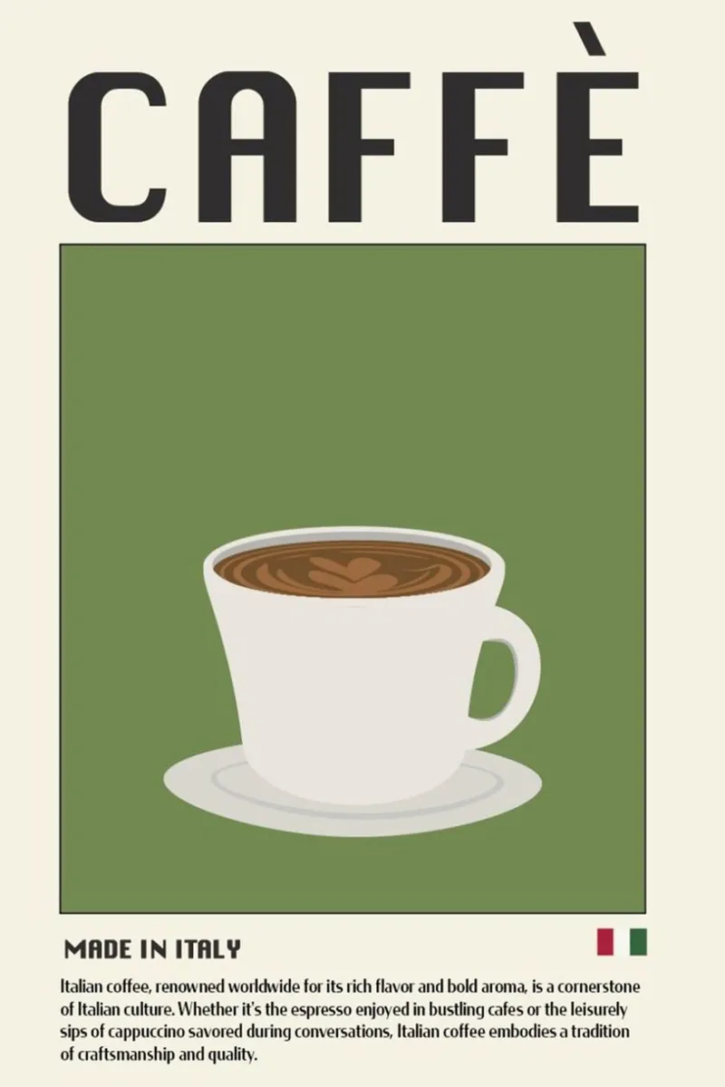 Caffè dall'Italia poster con telaio in alluminio da cosmos studio