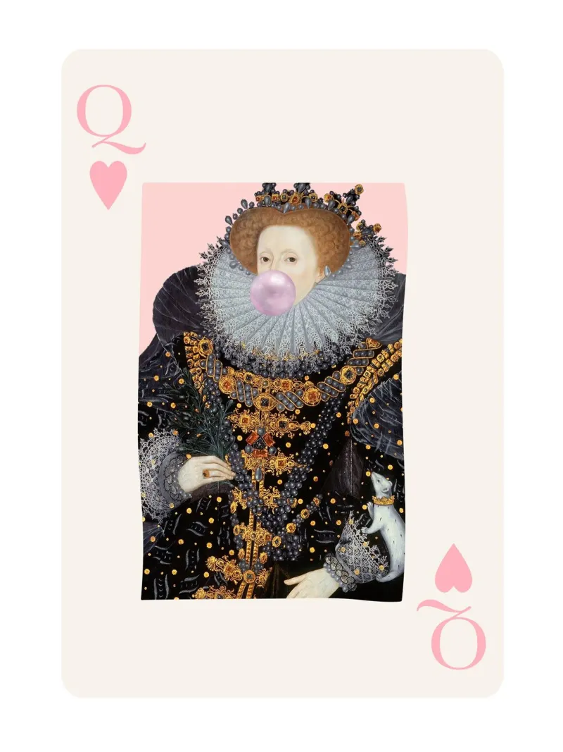 Queen Elizabeth I Playing Card poster con telaio in plastica da GraceDigitalArtCo