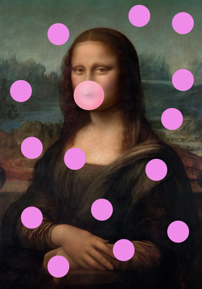 Mona Lisa Pink Dots plexiglass da GraceDigitalArtCo