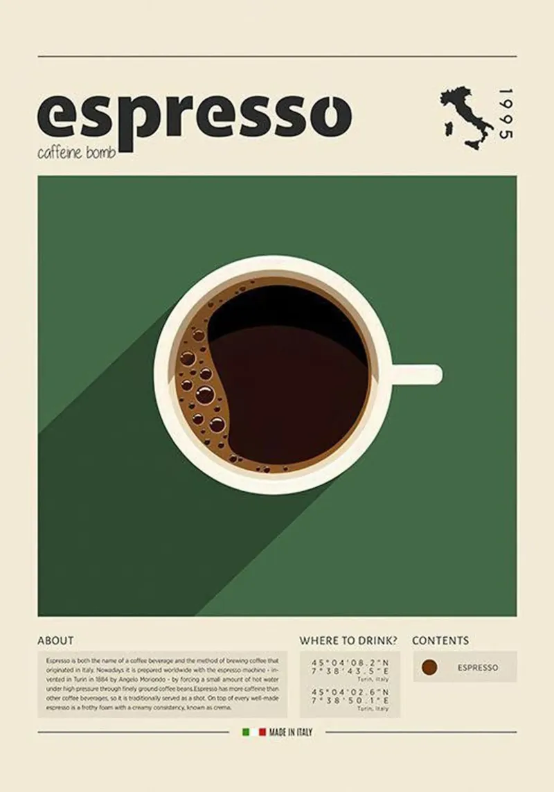 Espresso dall'Italia tela con Cornice a cassetta da cosmos studio