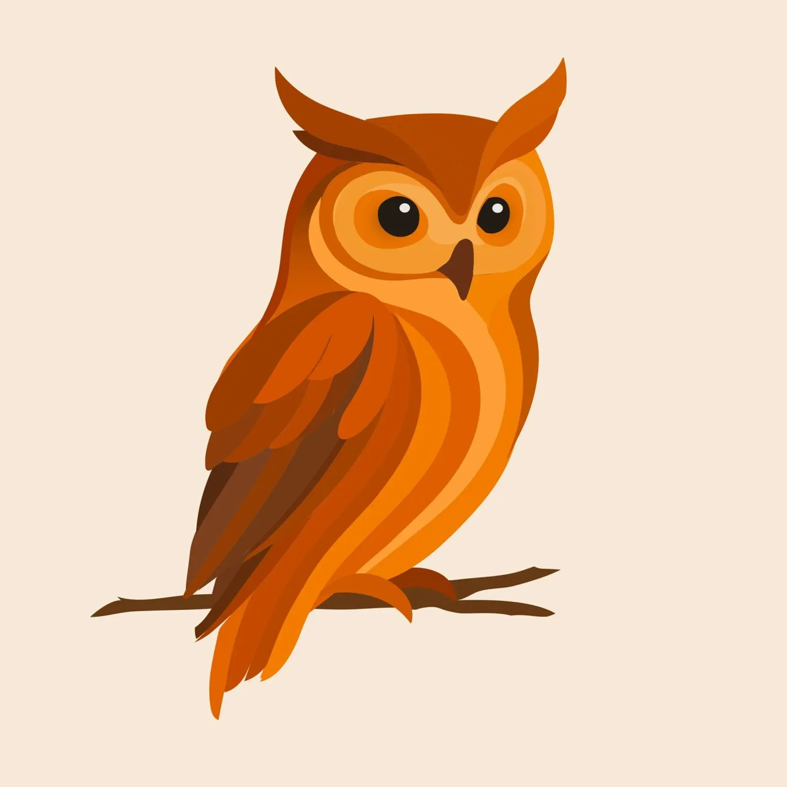Eule in Orangetönen – Ausdrucksstarker Waldvogel Hahnemühle von namosh