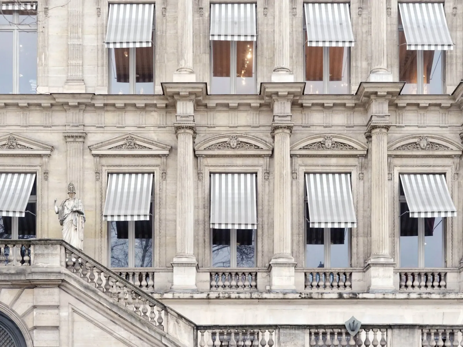 Paris Building with Striped Awning pellicola backlit da GraceDigitalArtCo