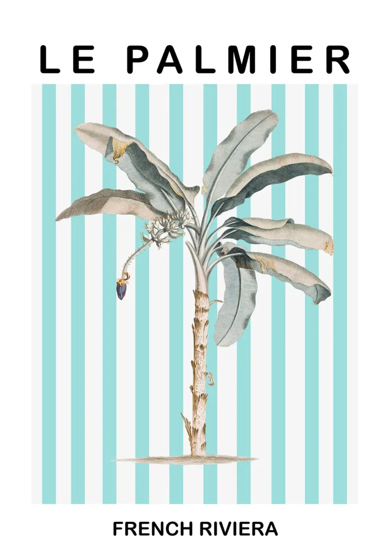 Le Palmier Striped Palm Tree poster con telaio in alluminio da GraceDigitalArtCo