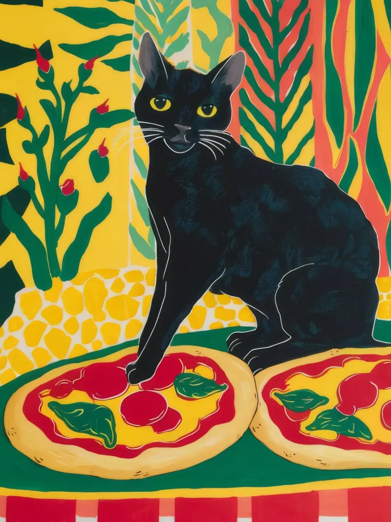 Noir Pizza Feline alu-dibond by Lumi Eyes