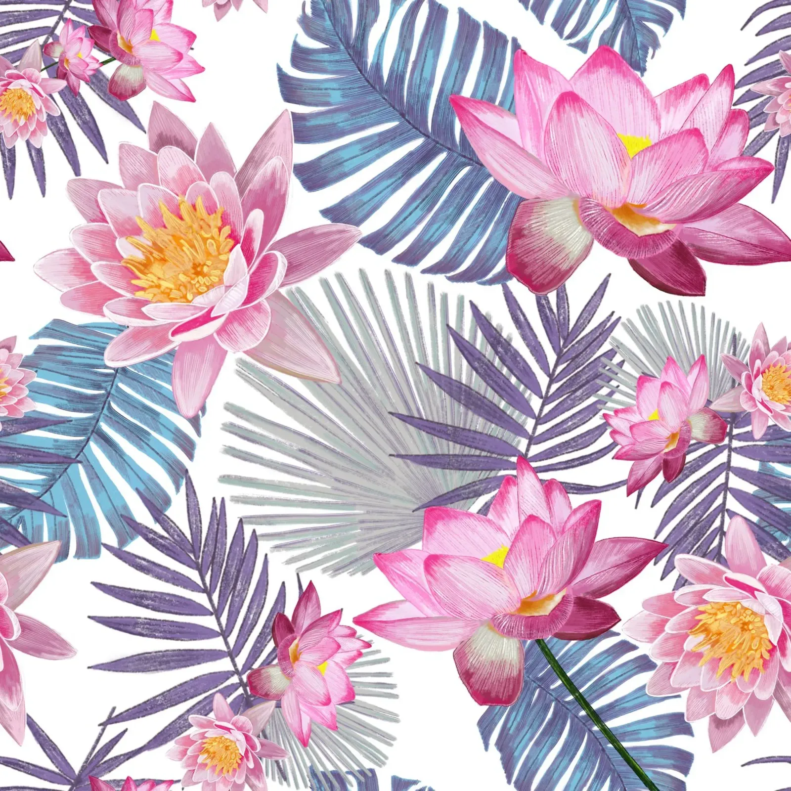 Fiore di loto rosa disegnato a mano poster con telaio in alluminio da gulsengunel