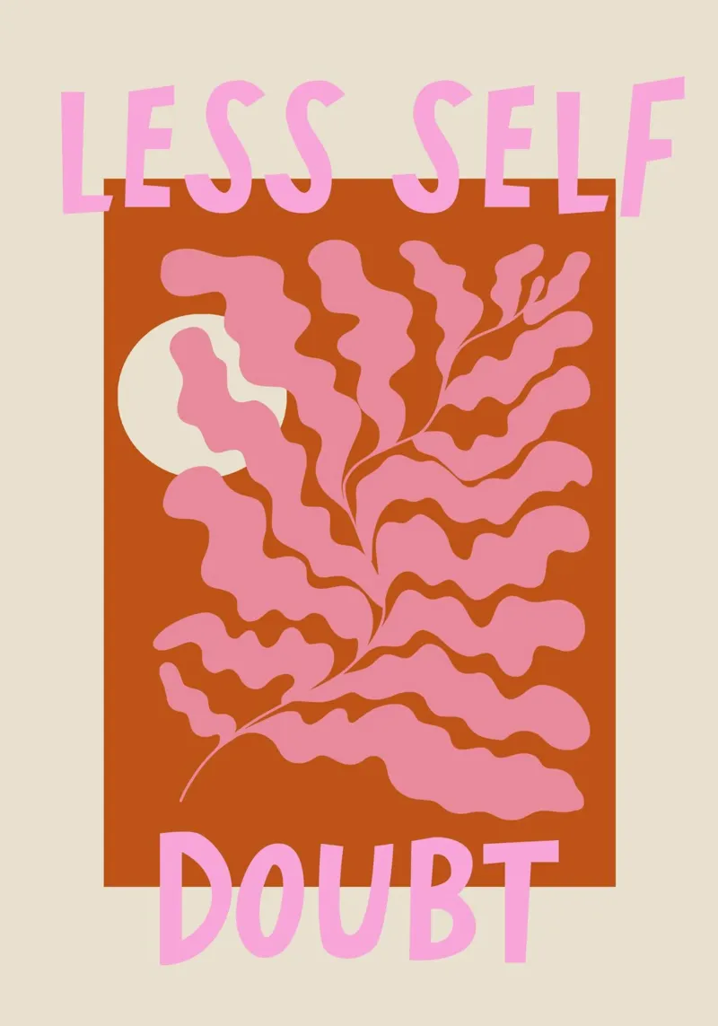 Less Self Doubt Abstract Art poster con telaio in plastica da GraceDigitalArtCo