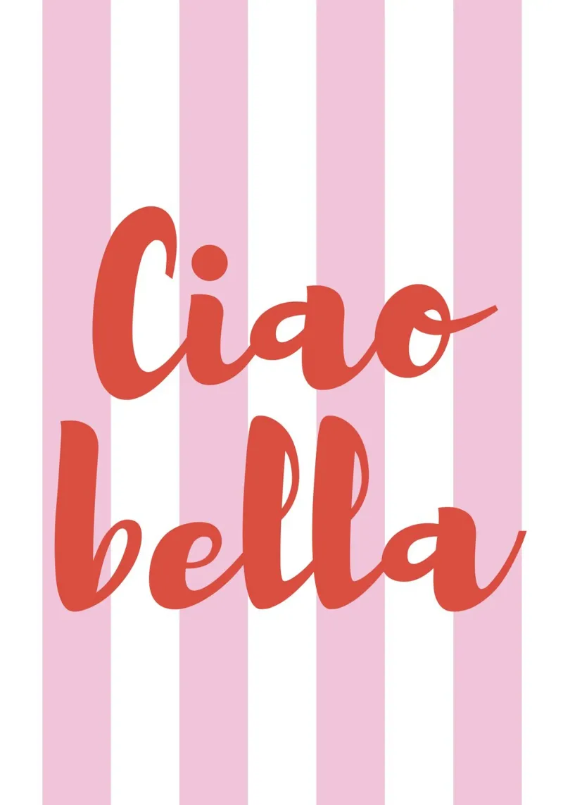 Ciao Bella Quote Print – Pink and White Stripes pellicola backlit da pdigitalprints