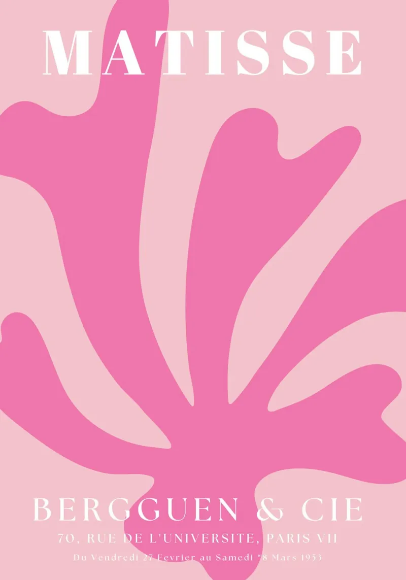 Mostra di design astratto botanico rosa di ispirazione matissiana pellicola backlit da pdigitalprints