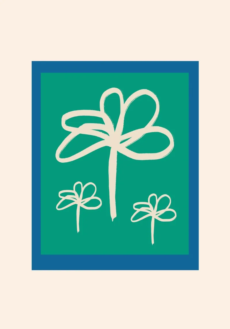 Floral Retro No 02 tela con Cornice a cassetta da treechild