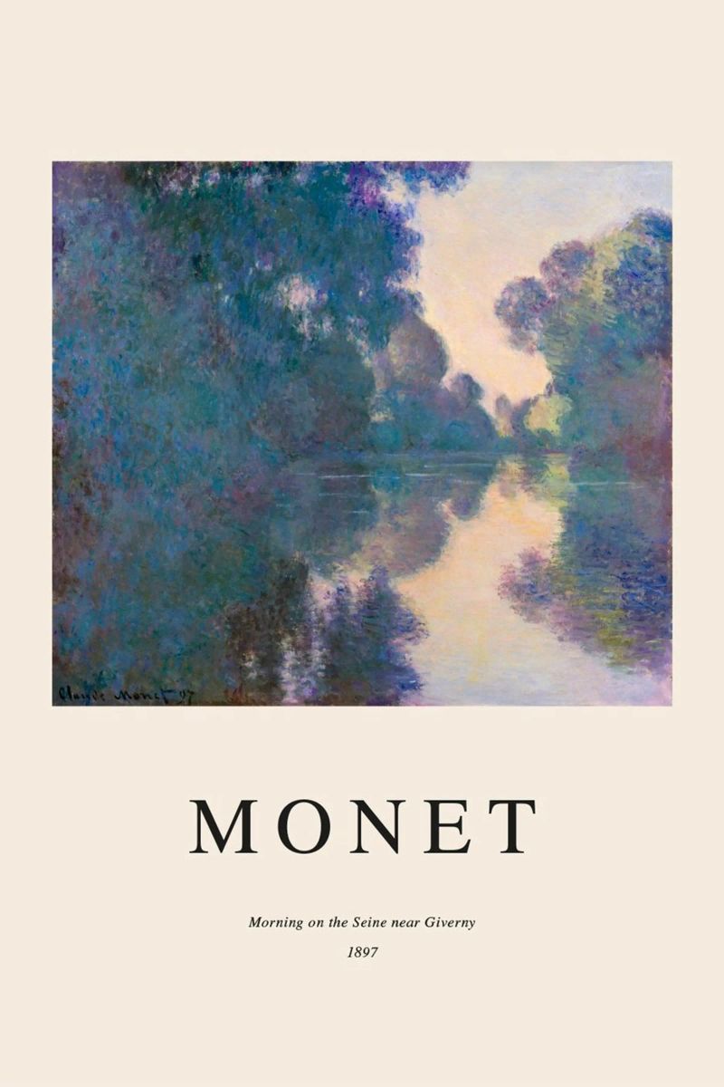 rivière calme aube paysage tranquillité claude monet poster de belong shop