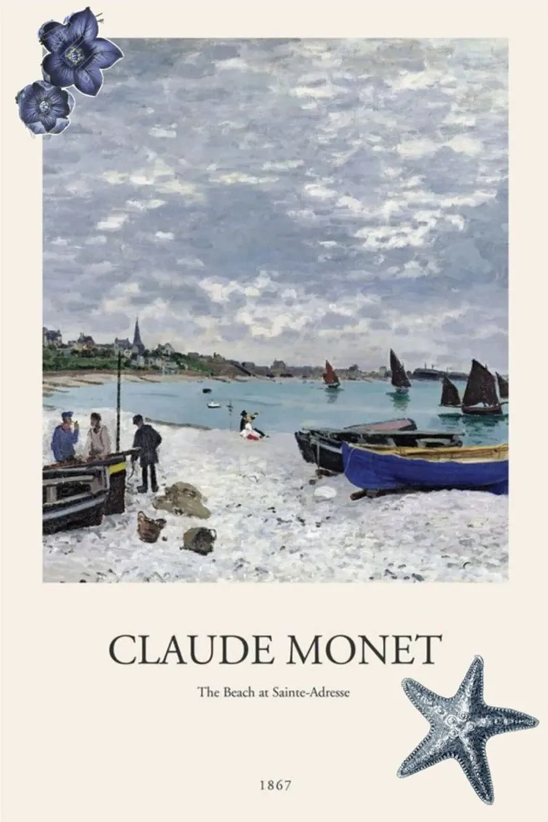 beach distant town natural light claude monet poster by belong shop