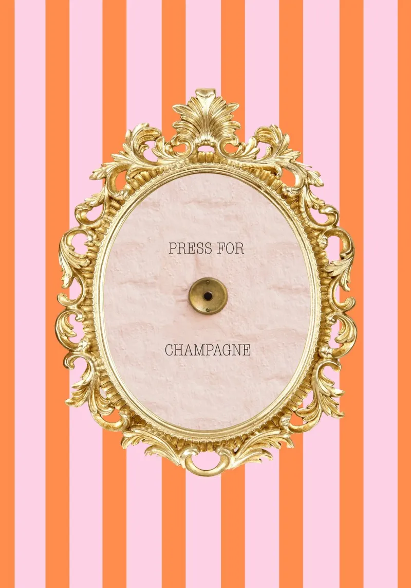 Press for champagne striped pink and orange poster da GraceDigitalArtCo