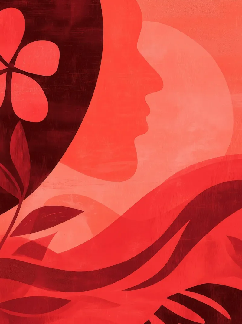 Frau in Rot | Feminine abstrakte Eleganz Leinwand mit Schattenfugenrahmen von Autofocus