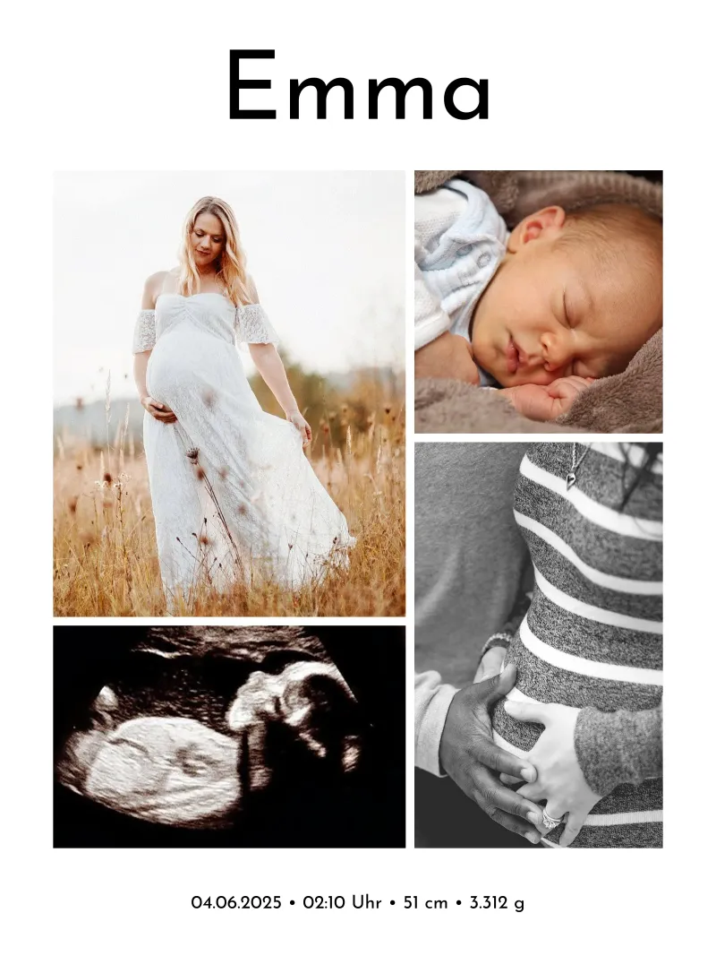 Fotocollage Geburt • Baby & Schwangerschaft 01 poster with aluminum frame by Bildschön | Fotocollagen