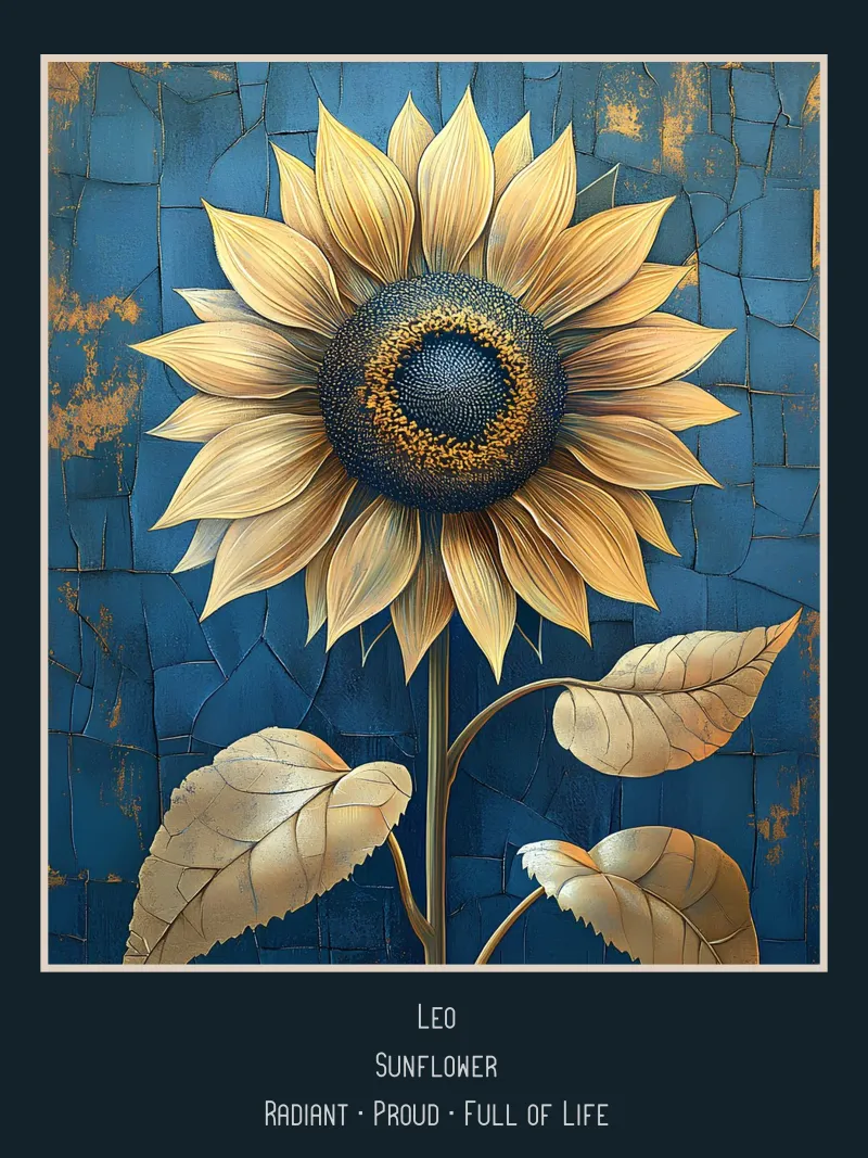 I fiori dei segni zodiacali: Leone - Girasole poster da Art-Nouveau-Dsg