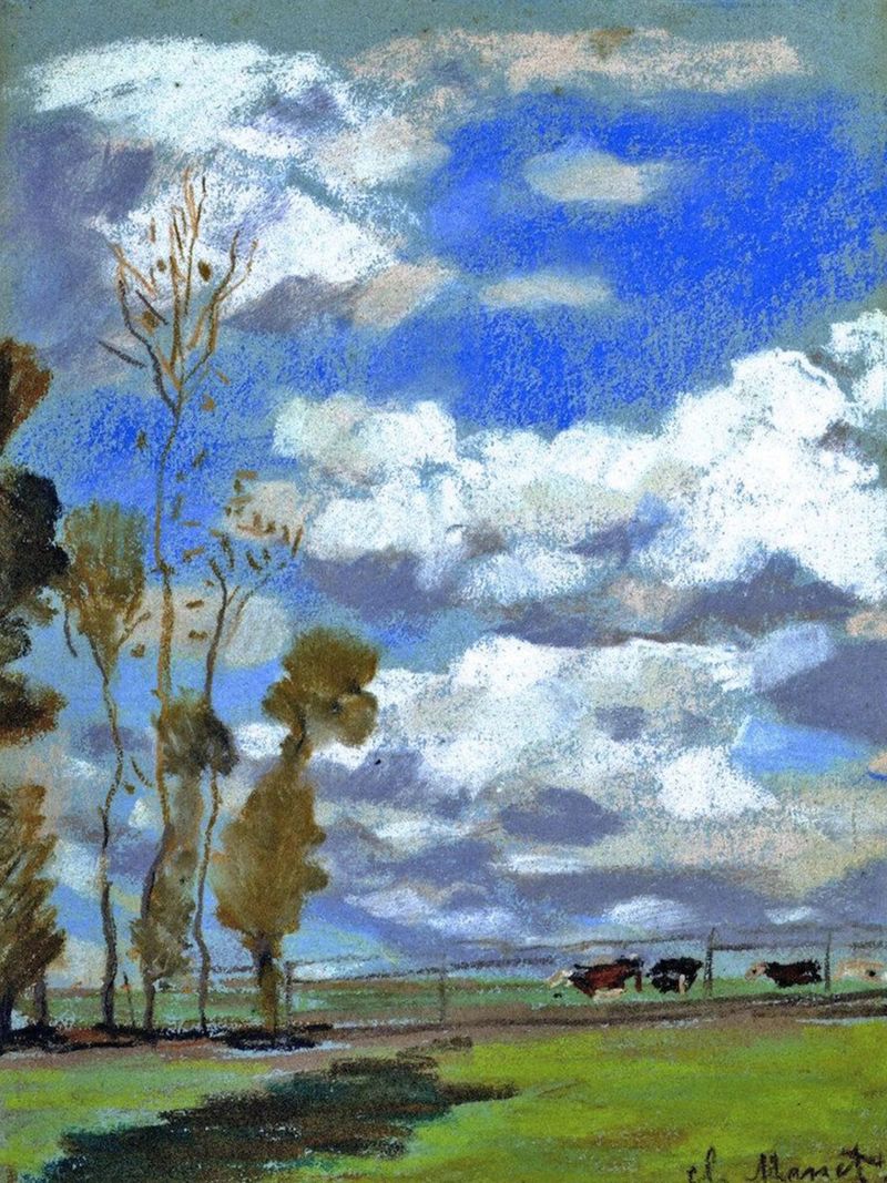 peternakan sapi greenfield countryside claude monet Poster von belong shop