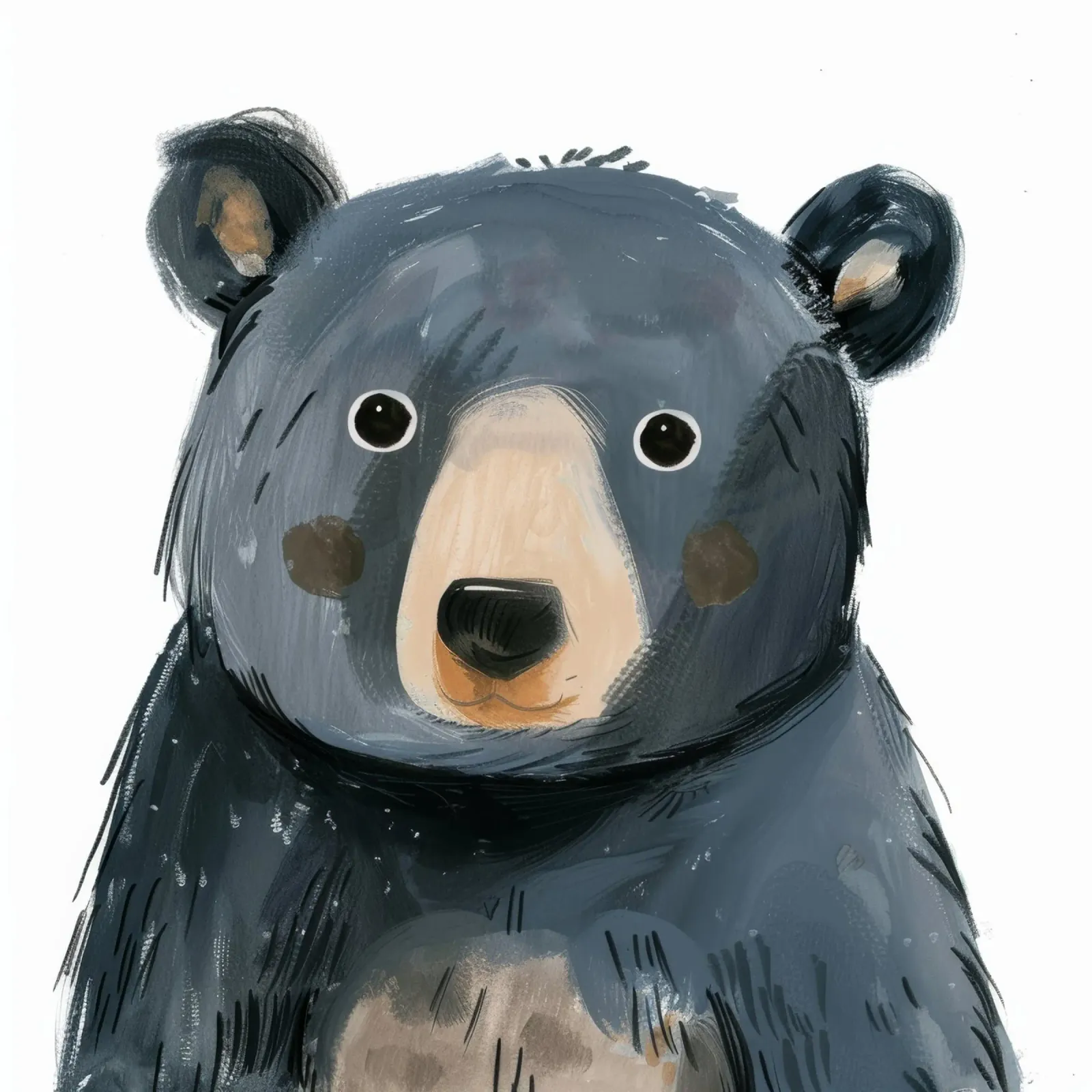Illustrazione stilizzata di un cucciolo di orso grigio-blu scuro tela da DesignDoodle