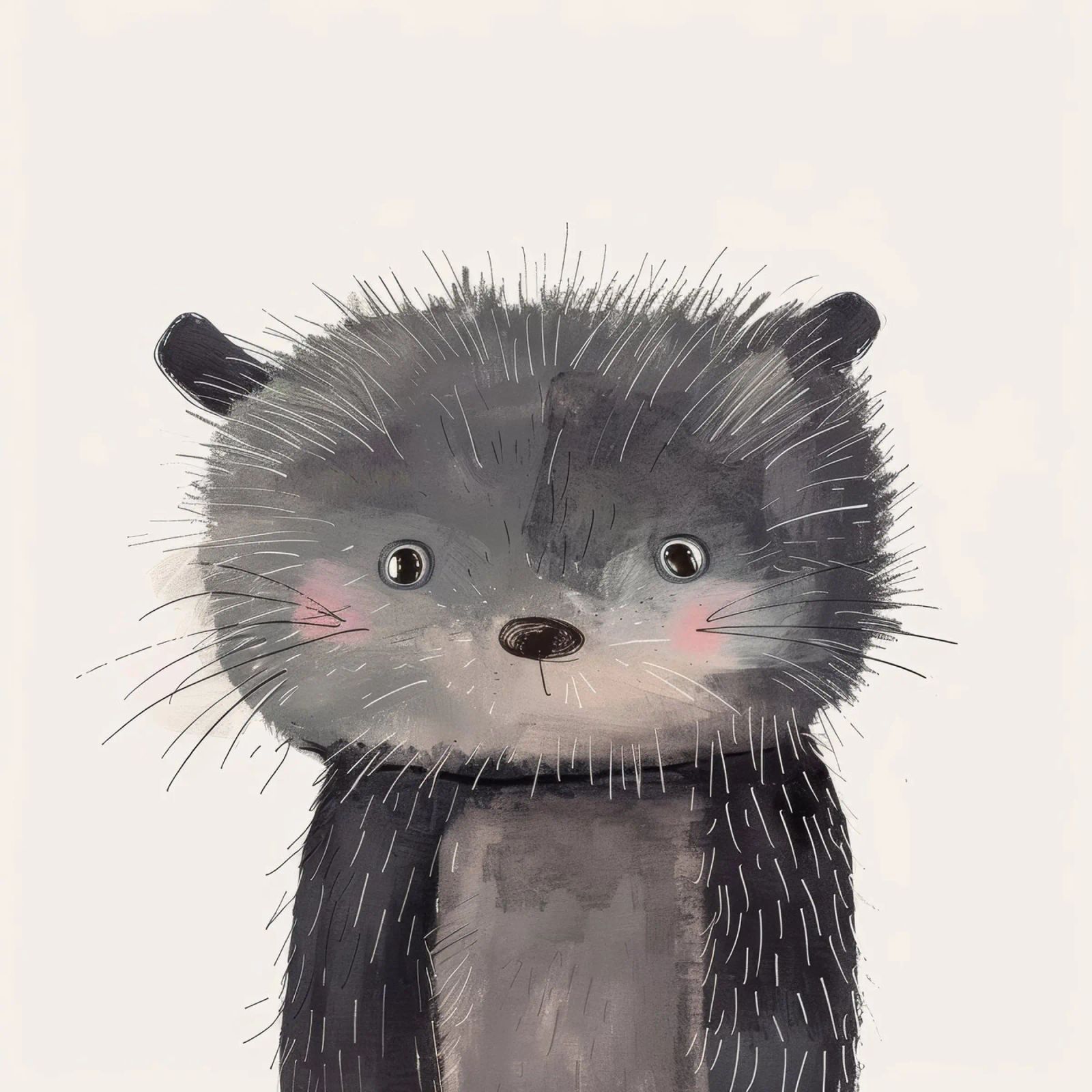 Illustrazione stilizzata di un gatto grigio peloso poster da DesignDoodle