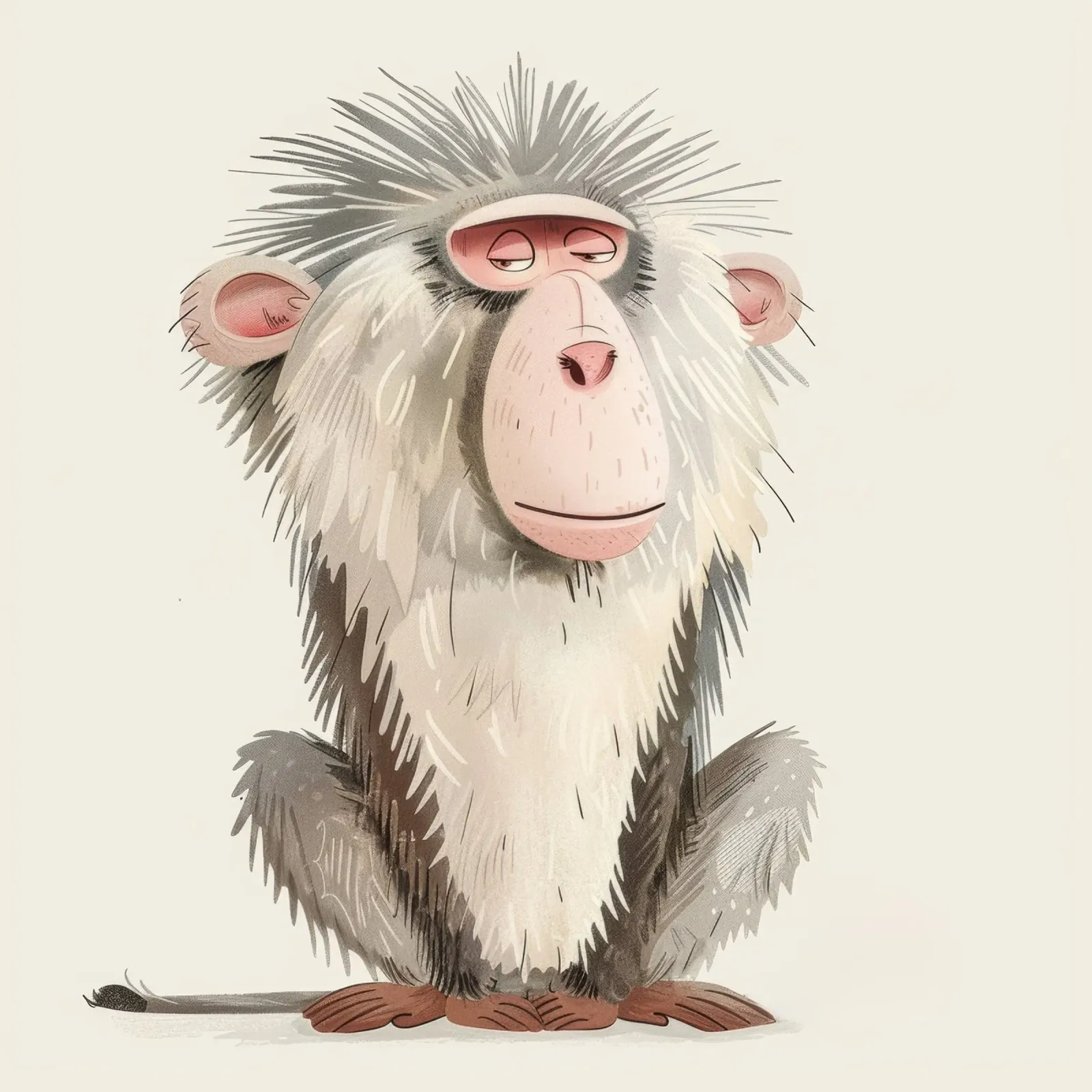Gestileerde illustratie van een zittend primaat canvas van DesignDoodle