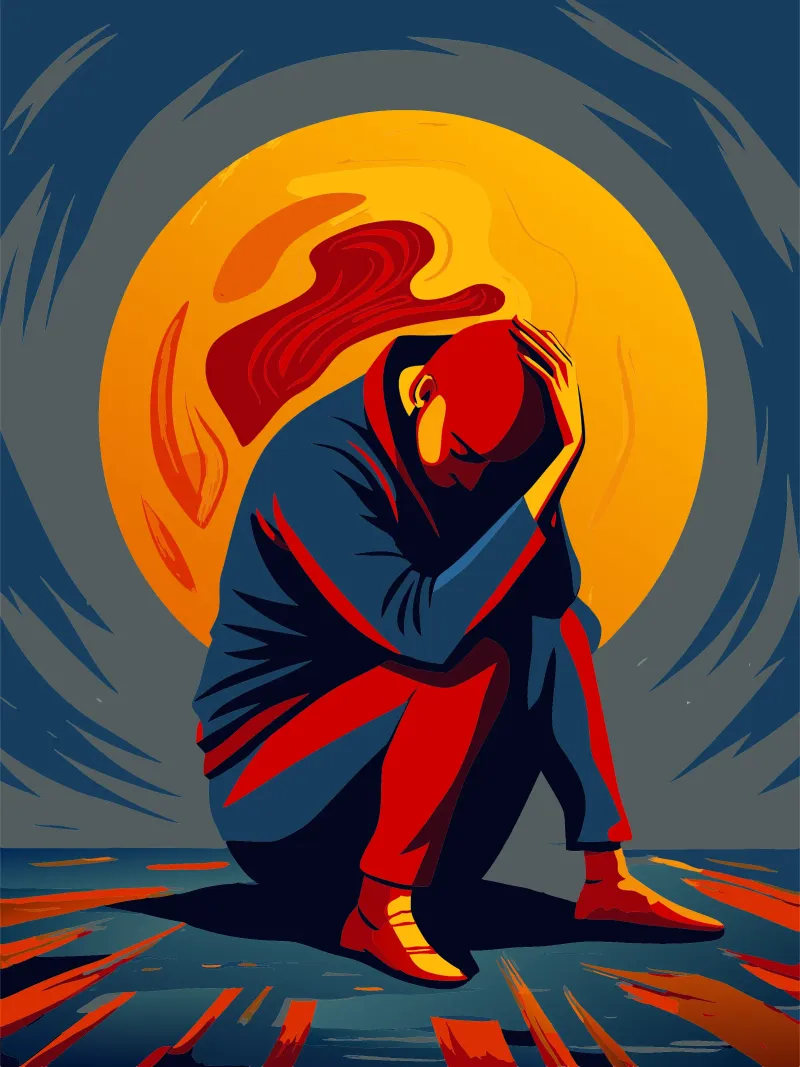 uomo triste pittura astratta arte poster con telaio in plastica da zetazone