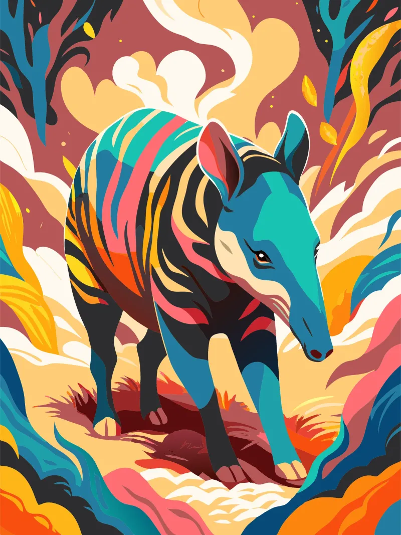peinture de tapir art poster avec cadre en plastique de zetazone