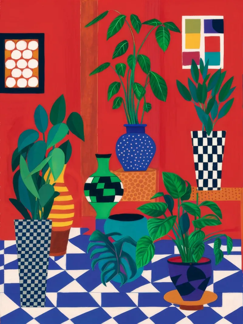 Crimson Vase Jungle alu-dibond by Lumi Eyes