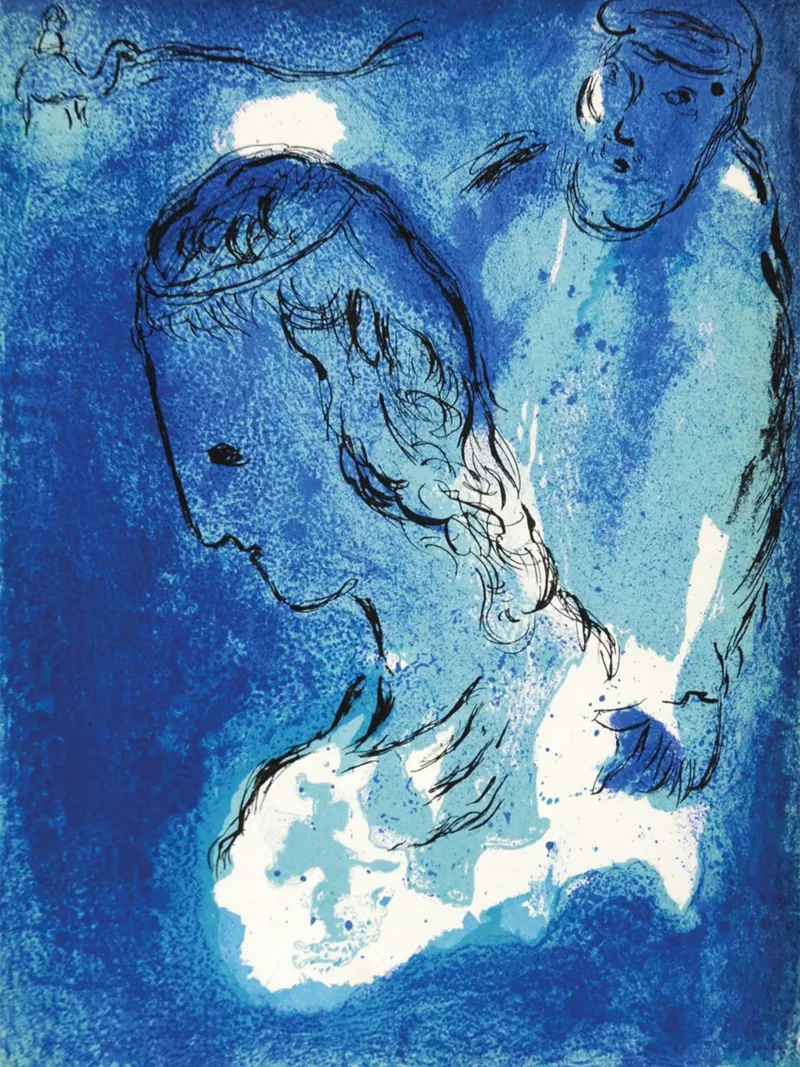 Abramo e Sara di Marc Chagall Bibbia pellicola backlit da MC Exhebition
