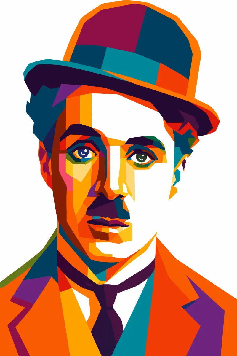 charli chaplin retro pop art wpap pellicola backlit da aiswa