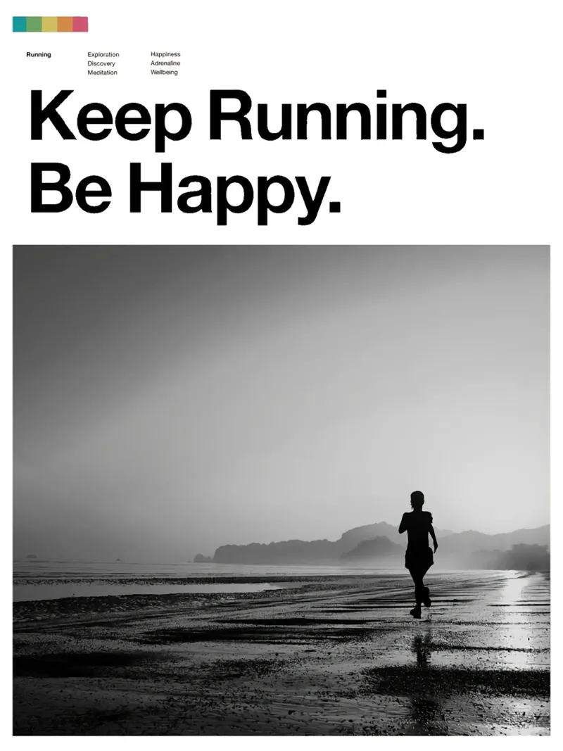 Poster Keep Running Be Happy carta hahnemühle da Classicprint