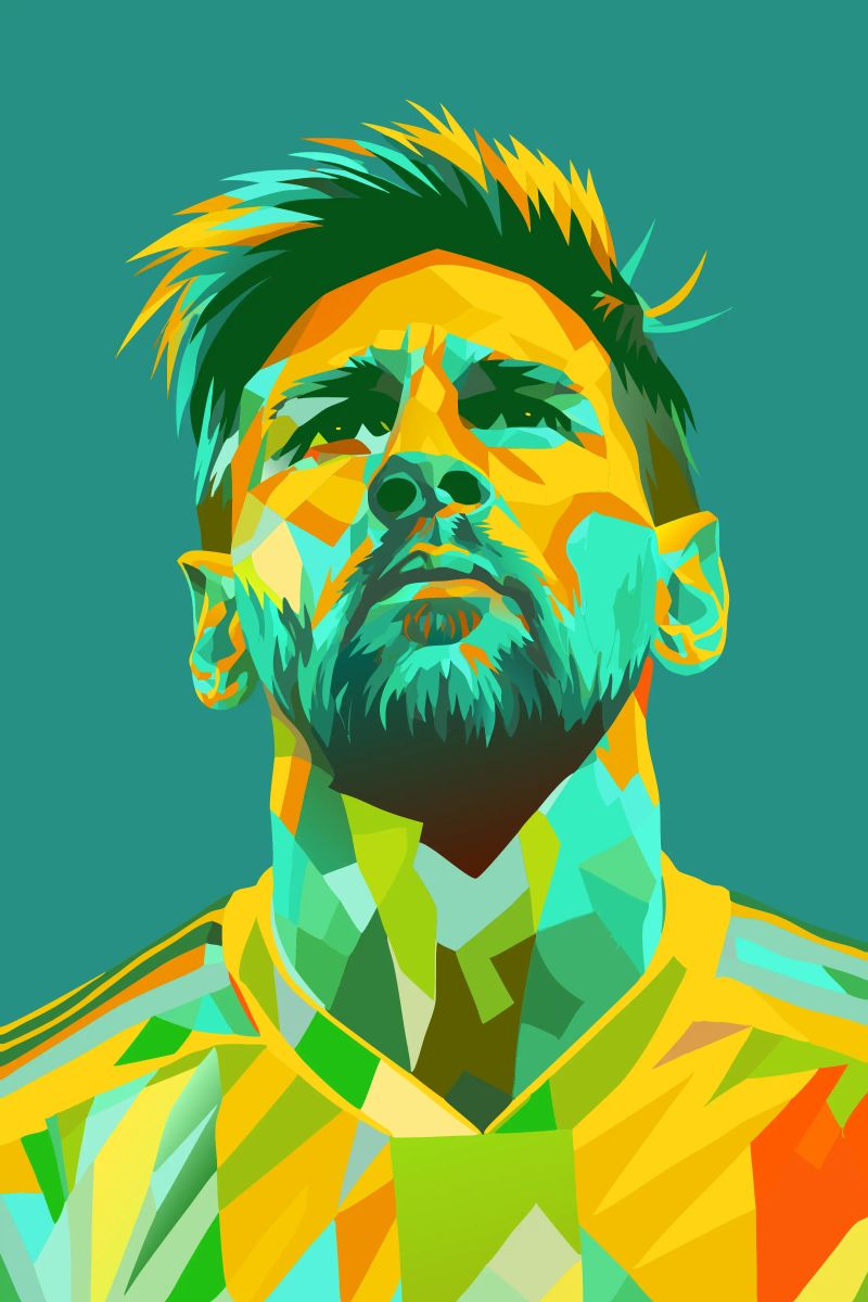 lionel messi retro pop art wpap pellicola backlit da aiswa