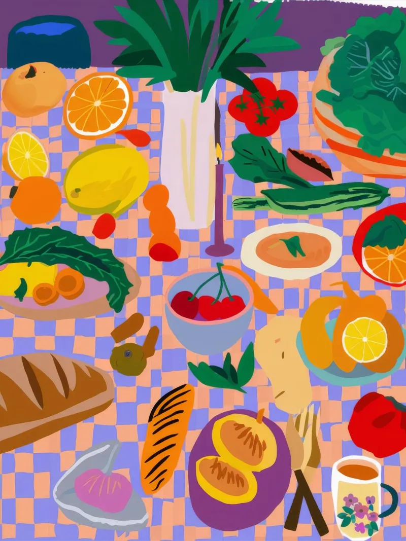 Orchard Table Spread poster by Paez Harmony