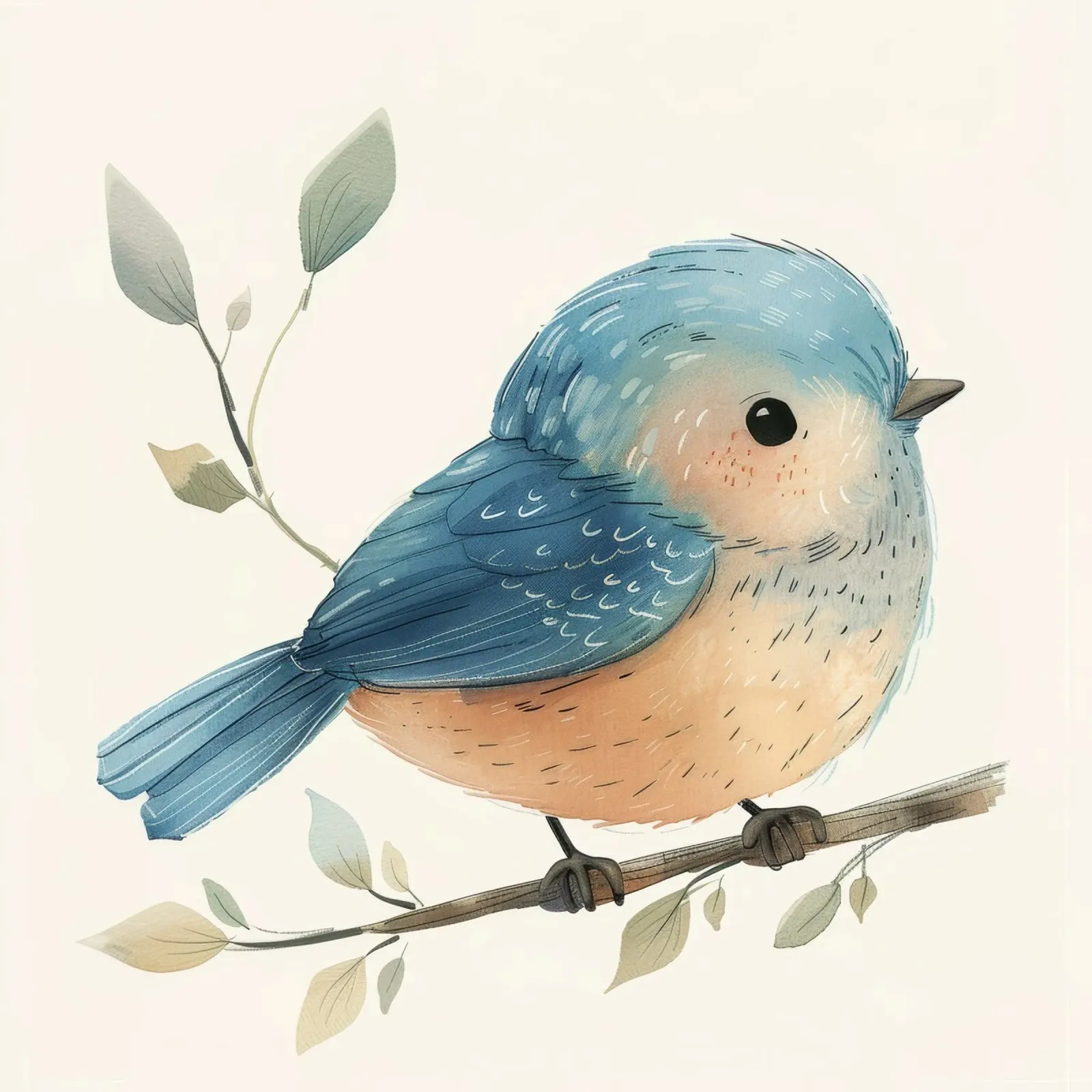 Illustrazione stilizzata di un piccolo uccello paffuto su un ramo pellicola backlit da DesignDoodle