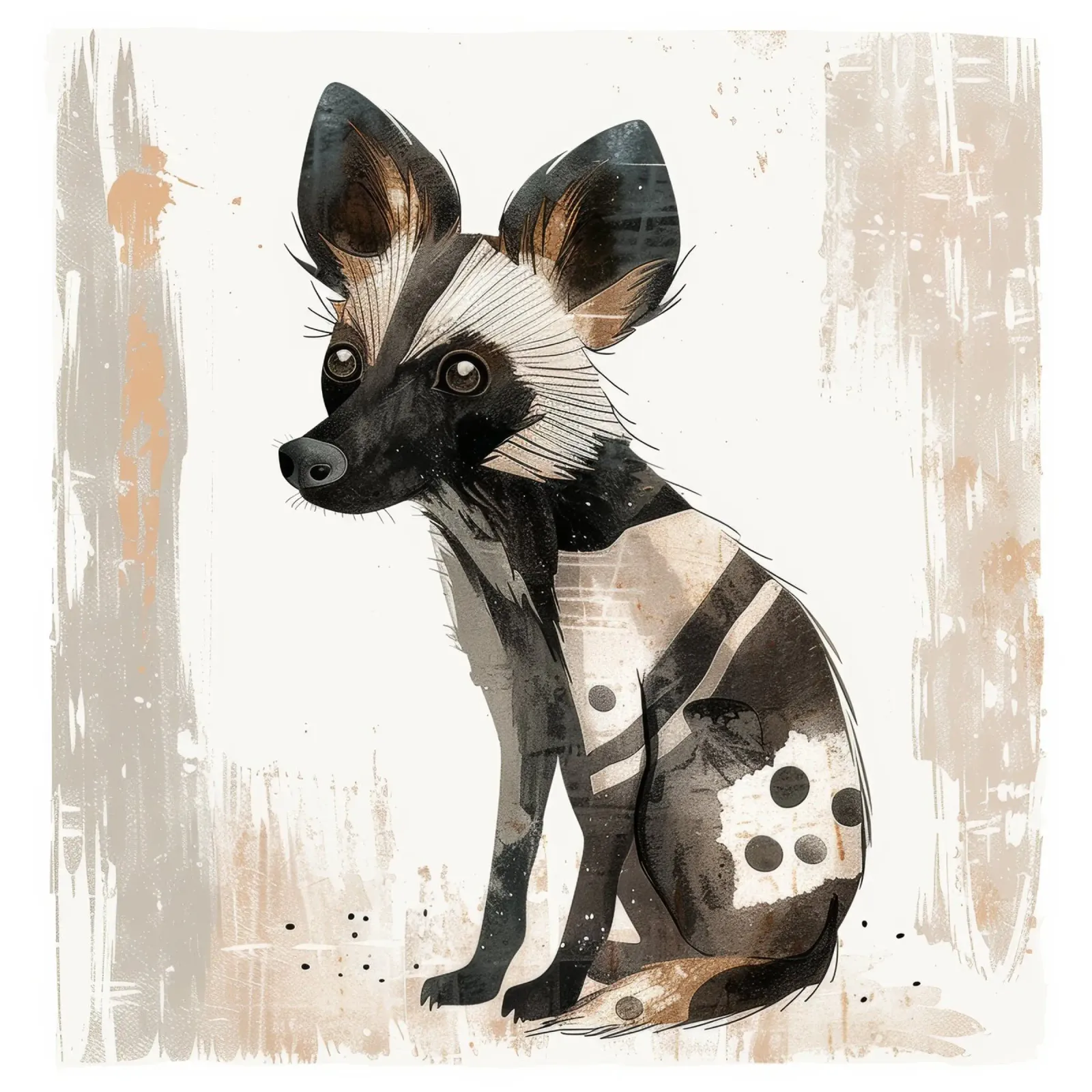 Illustrazione stilizzata di un cane selvatico africano pellicola backlit da DesignDoodle