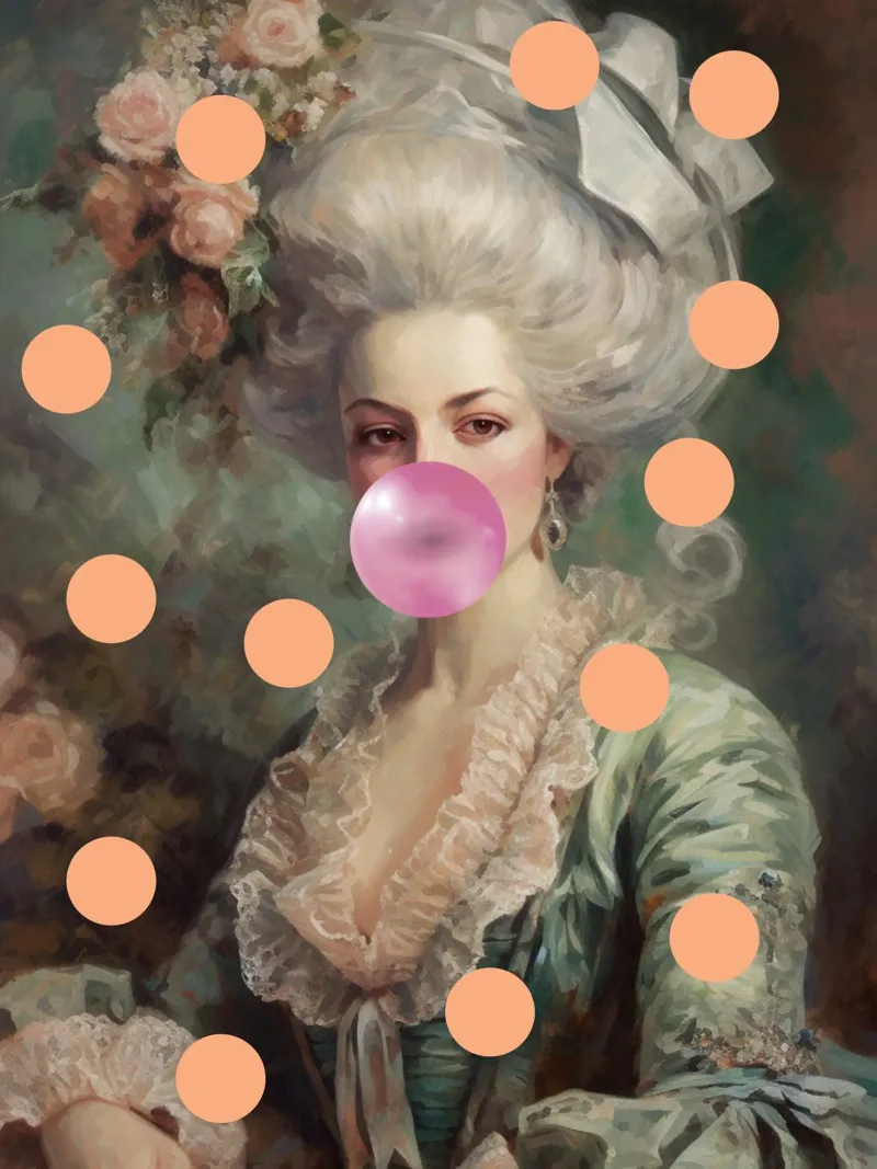 Marie-Antoinette Peach Dots pellicola backlit da GraceDigitalArtCo