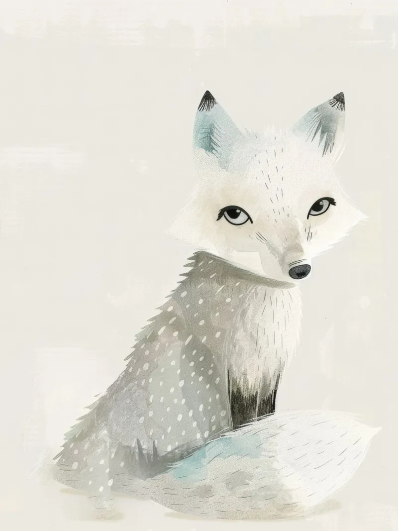 Stilisierte Illustration eines Polarfuchses 2 Poster mit Kunststoffrahmen von DesignDoodle
