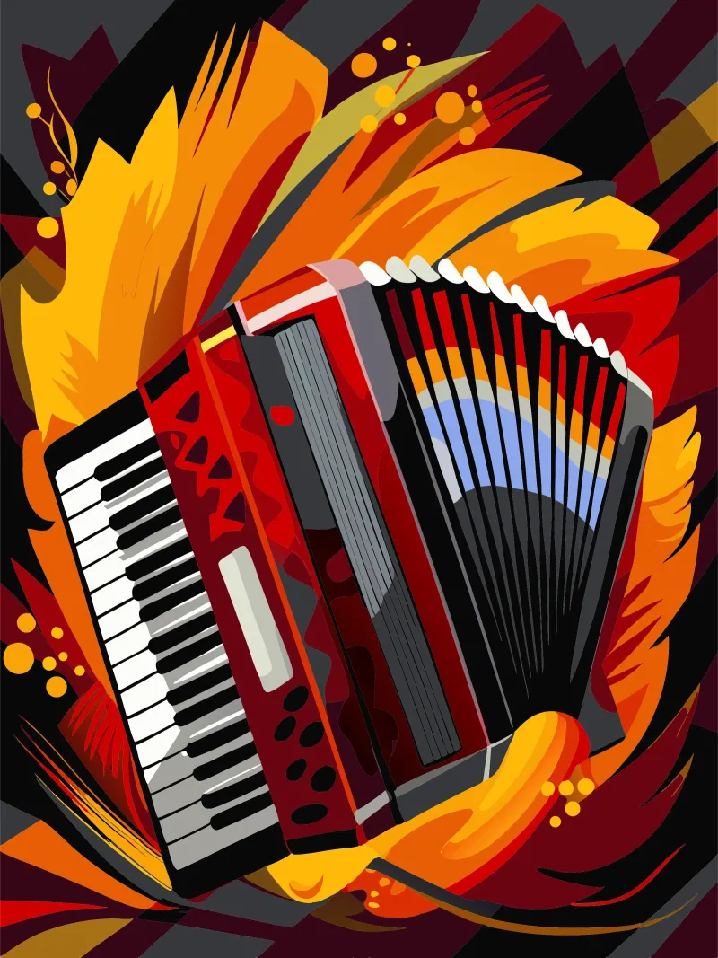accordeon schilderij moderne kunst canvas met Baklijst van jasmine