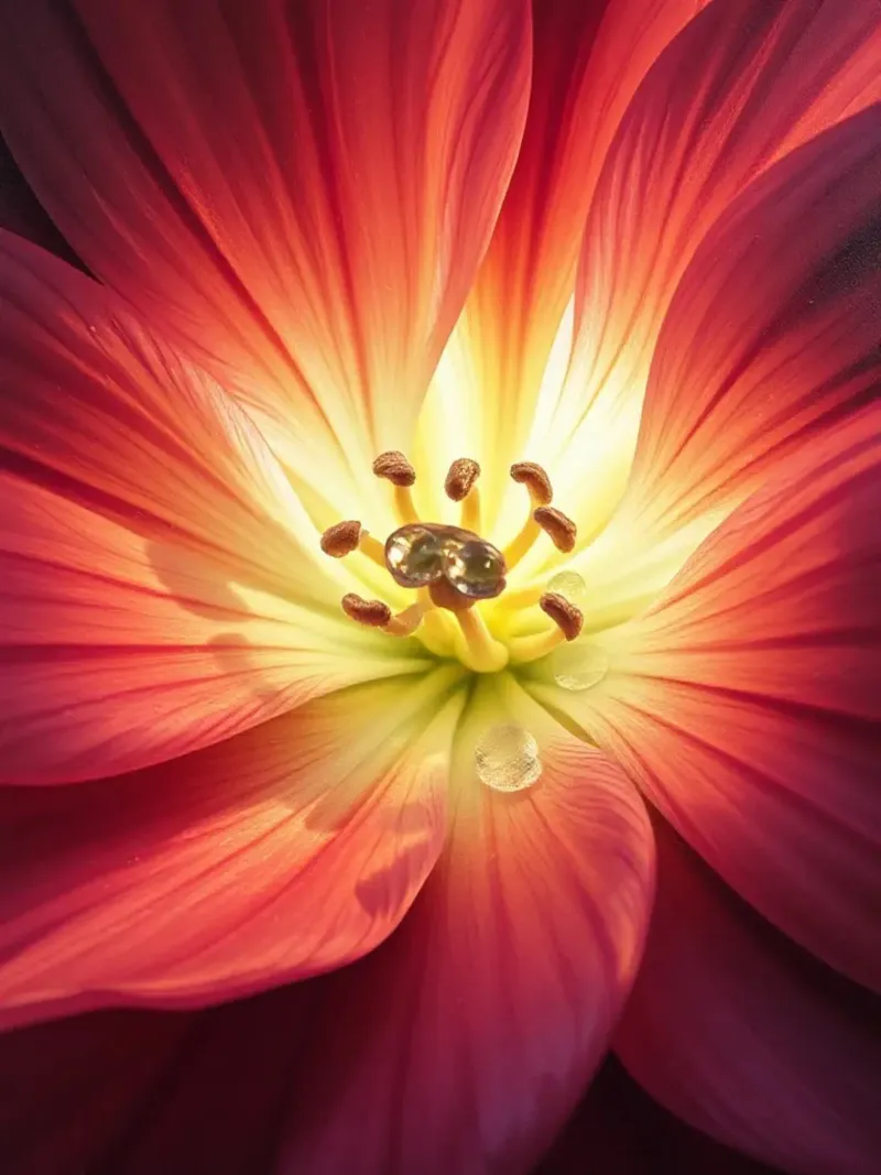 Radiant Bloom with Dewdrops canvas with Floater frame by Artistic-shop