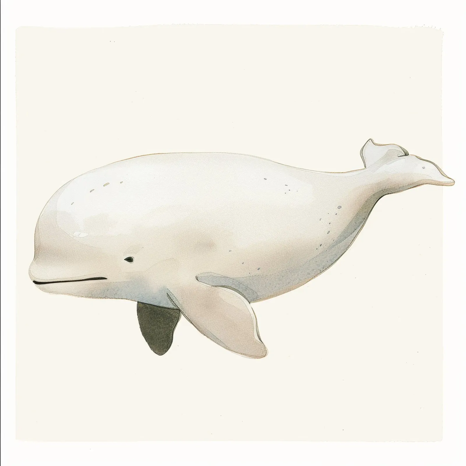 Illustrazione ad acquerello di una balena beluga pellicola backlit da DesignDoodle