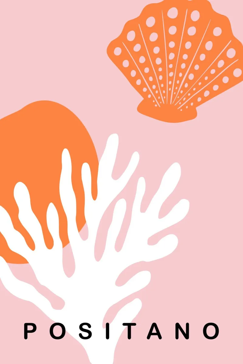 Positano Graphic Orange and Pink Art poster da GraceDigitalArtCo