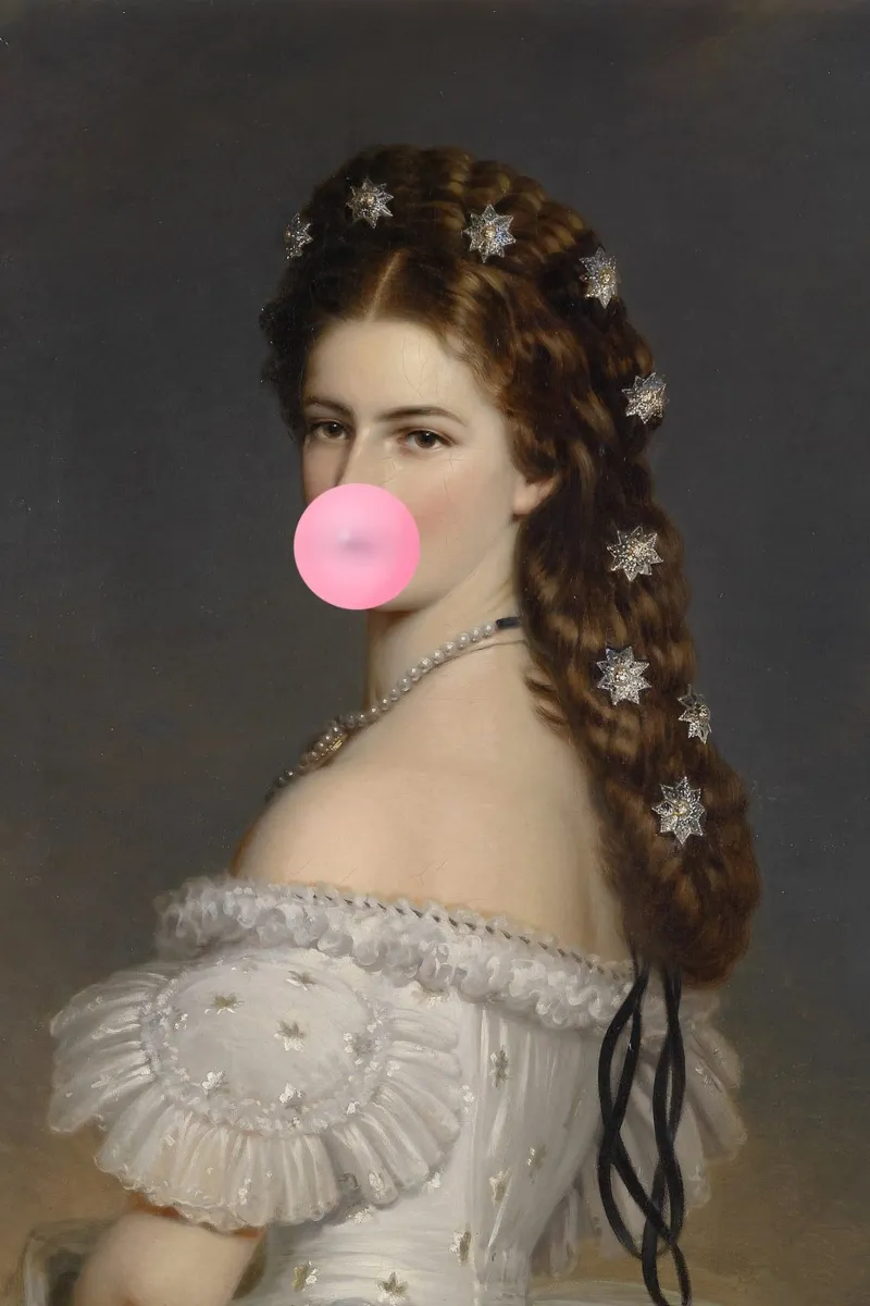 Bubble-Gum Sisi poster con telaio in legno da GraceDigitalArtCo