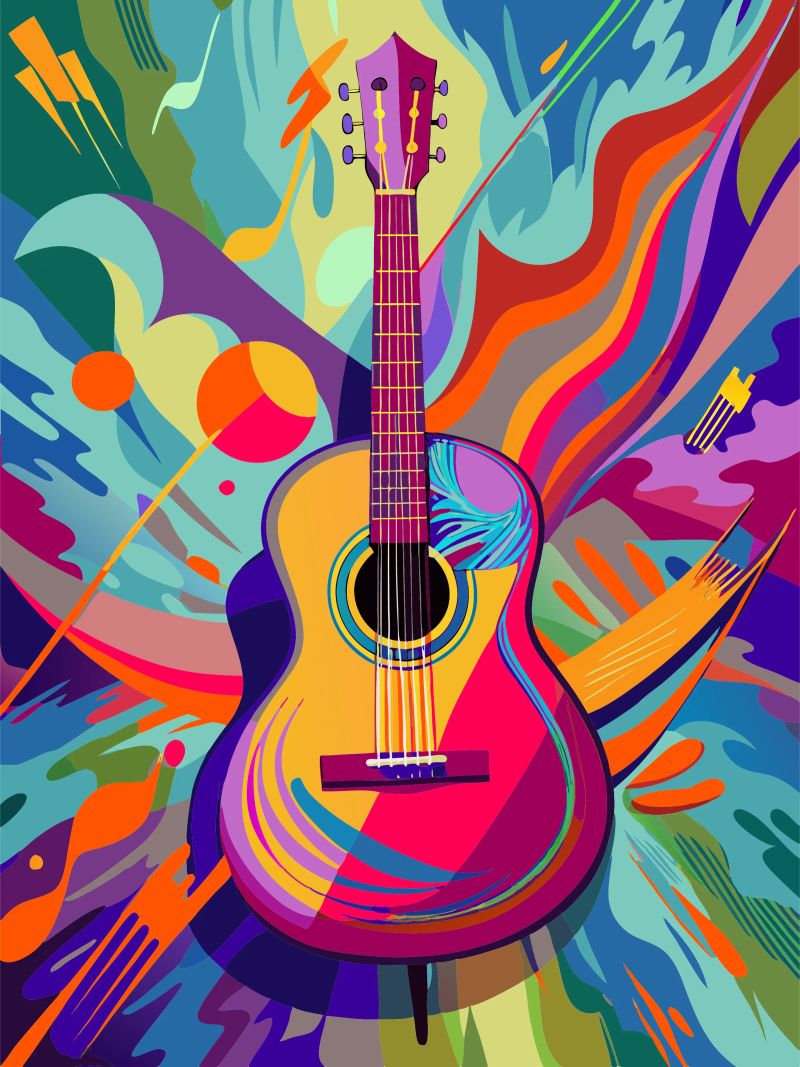 guitar painting modern art poster by jasmine