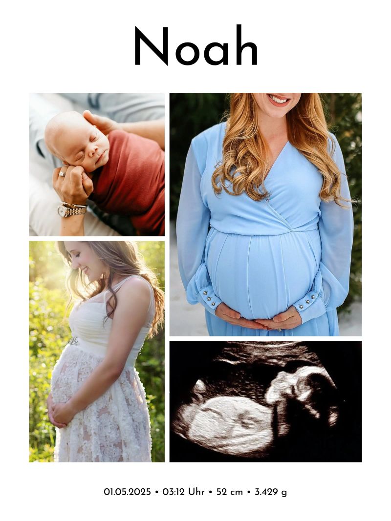 Fotocollage Geburt • Baby & Schwangerschaft 02 poster de Bildschön | Fotocollagen