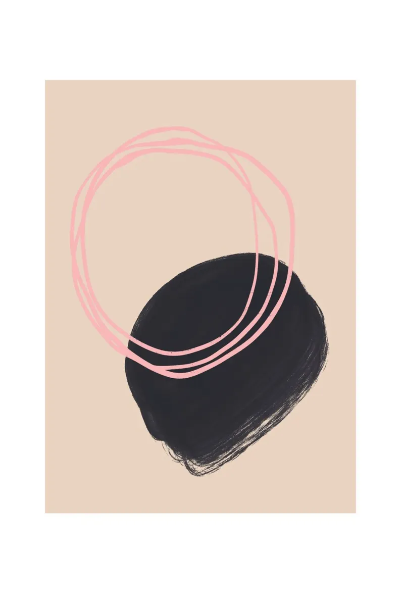 Beige Pink and Black Abstract Art poster con telaio in plastica da GraceDigitalArtCo