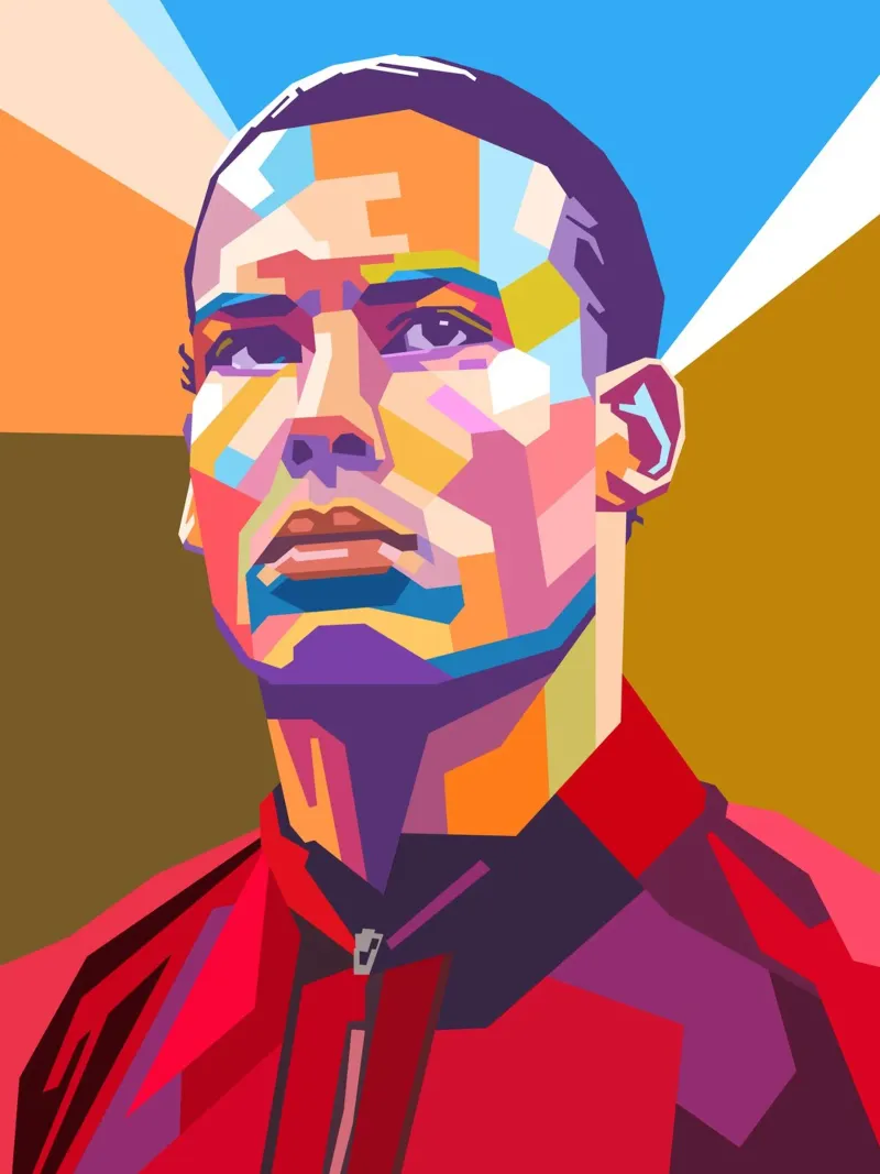 Ritratto pop art di Virgil van Dijk poster con telaio in plastica da Hantamrata