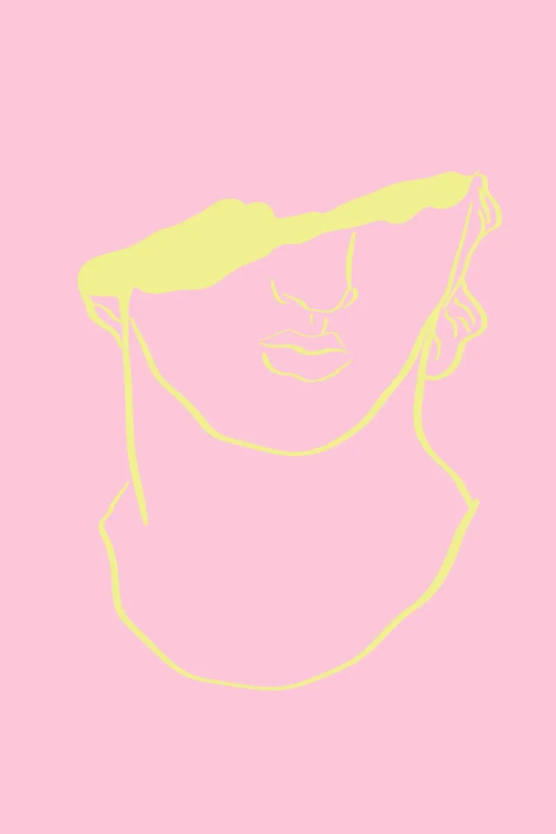 Pink and Yellow Ancient Bust poster con telaio in alluminio da GraceDigitalArtCo