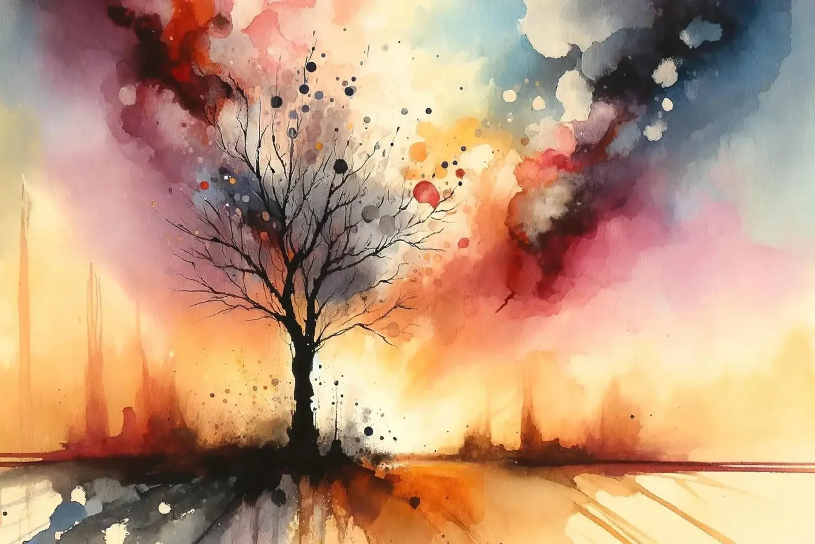 Lone Tree at Dusk canvas with Floater frame by Chromatic Fusion Studio